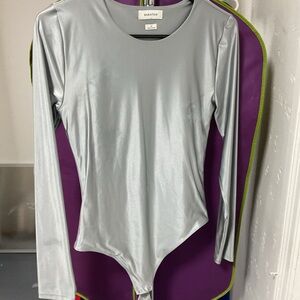 Babaton Metallic Silver Bodysuit